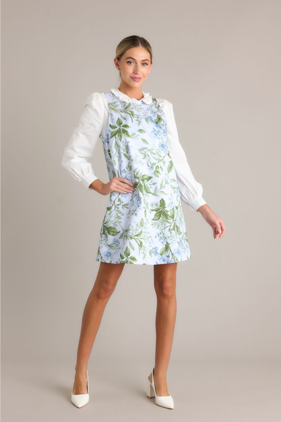 Emily Shift Dress Blue Lilac Botanical
