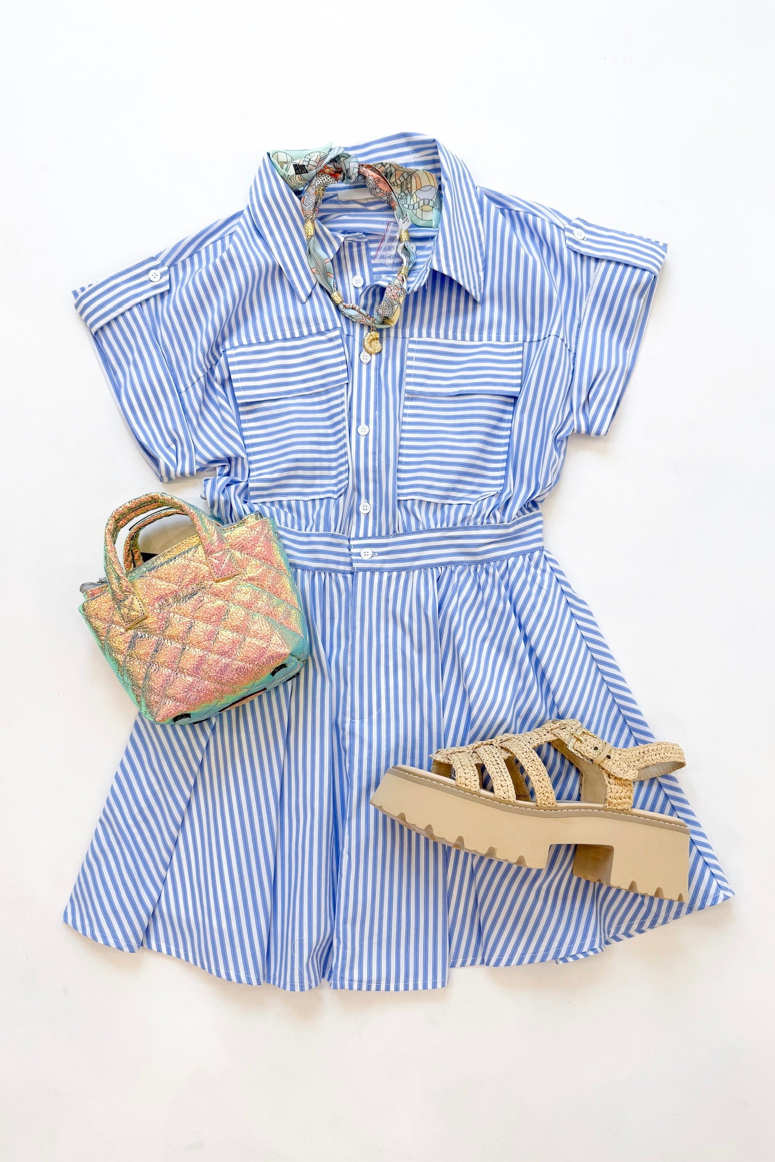 Striped Utility Pocket Dress