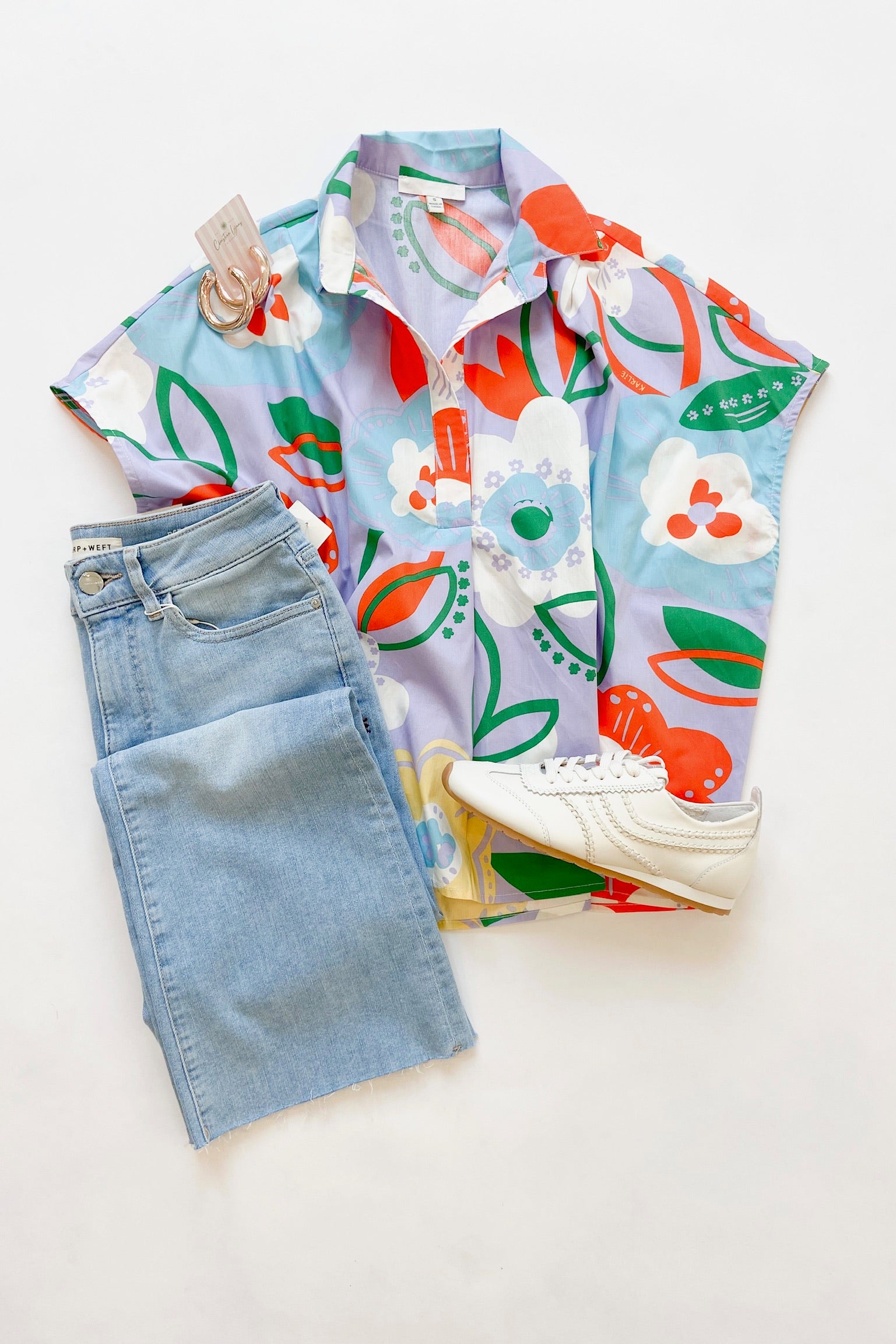 Artist Floral Collared Pullover