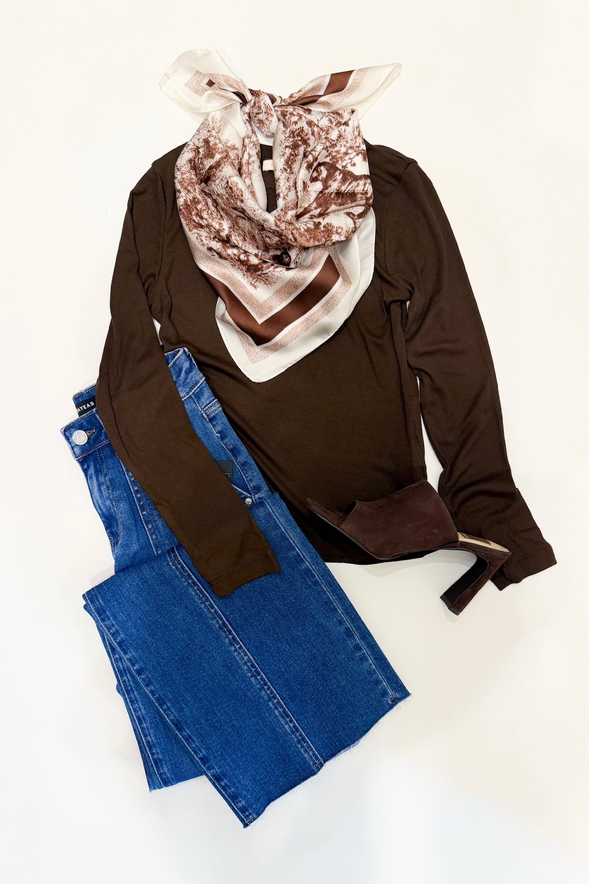 Long Sleeve Rib Top Coffee