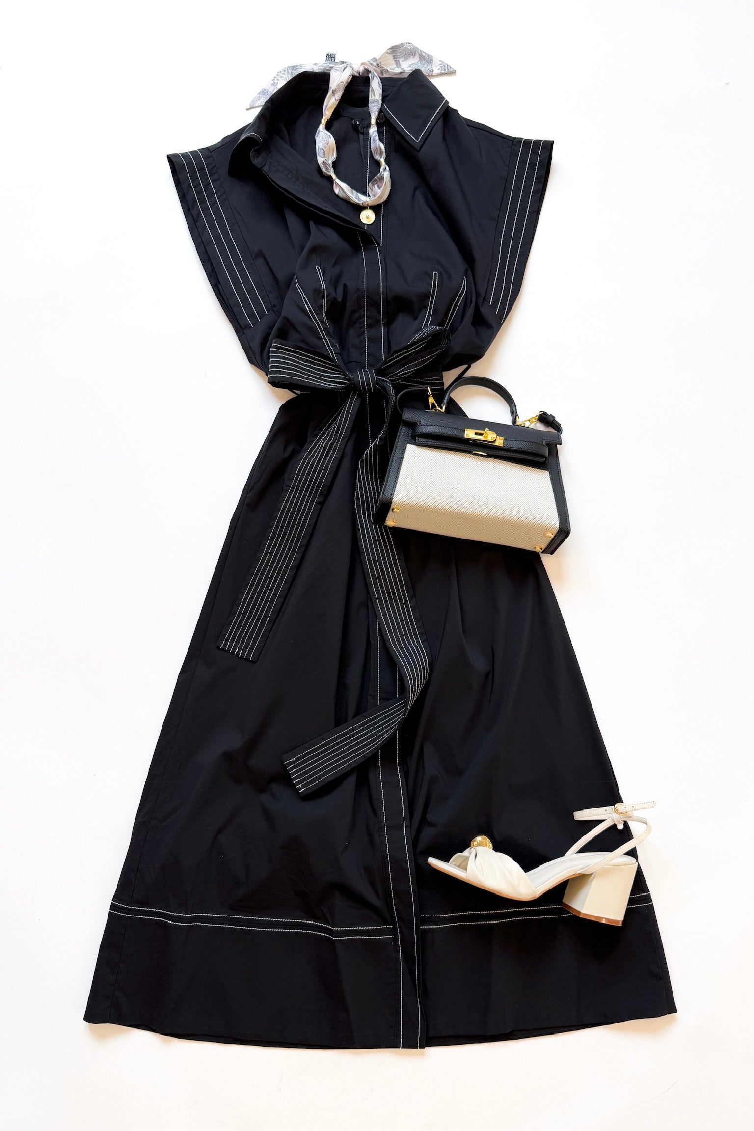 Contrast Stitch Midi Dress
