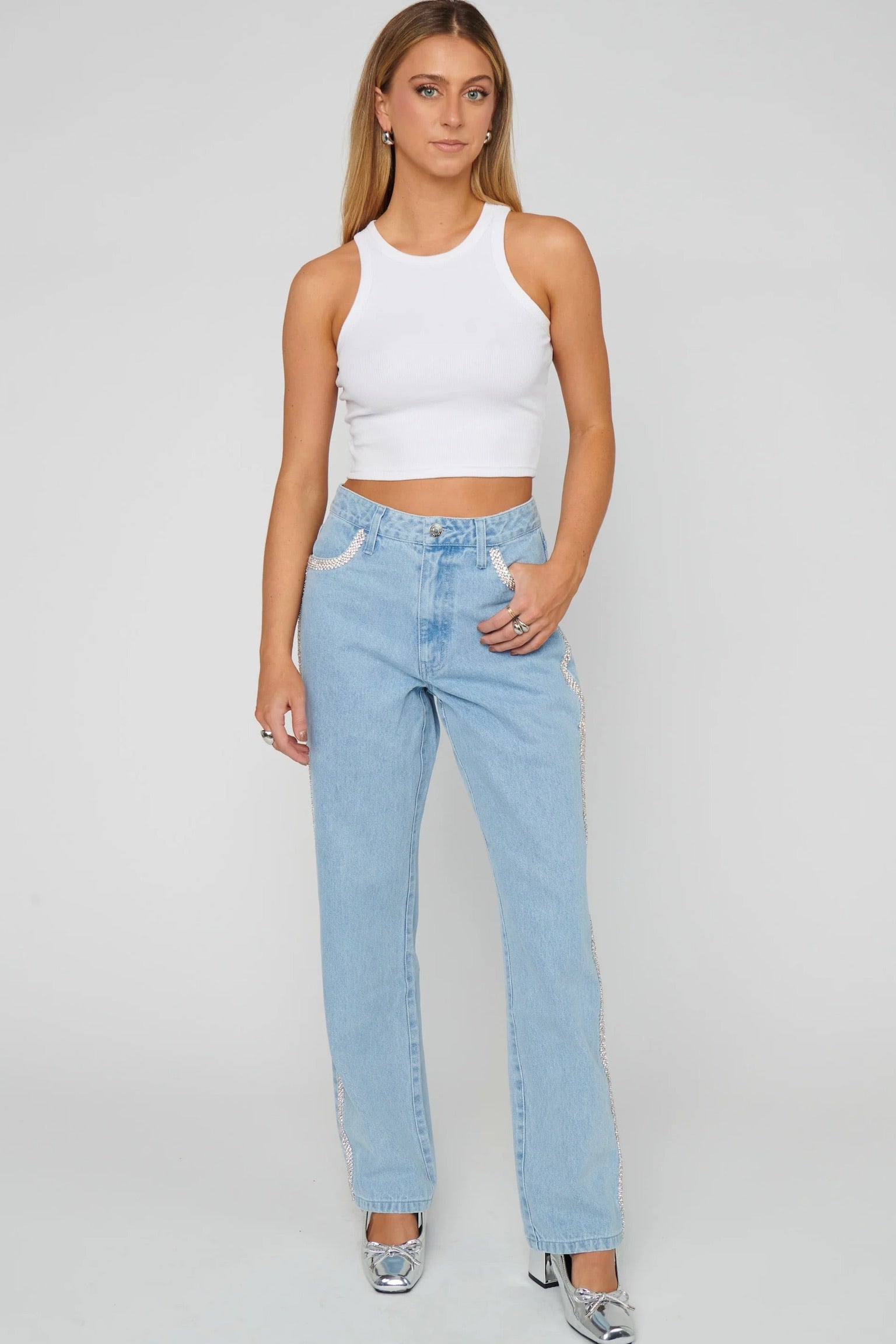Icon Jeans Rhinestone Trim