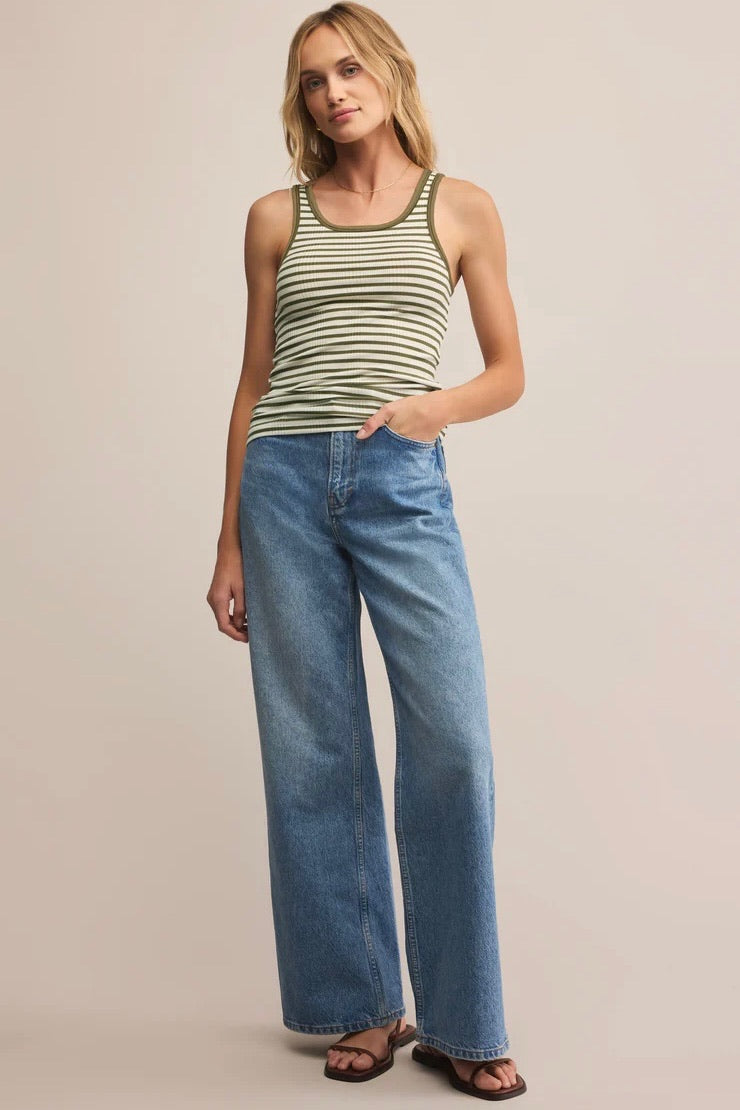 Striped Scoop Tank Fern