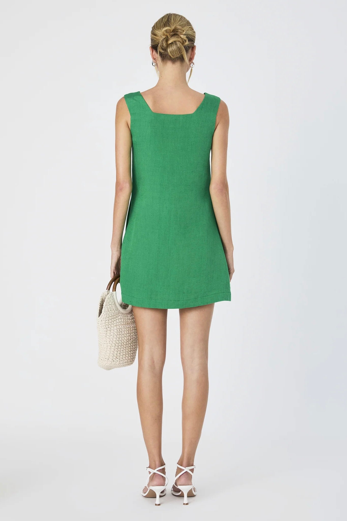 Birdie Linen Square Neck Shift Dress