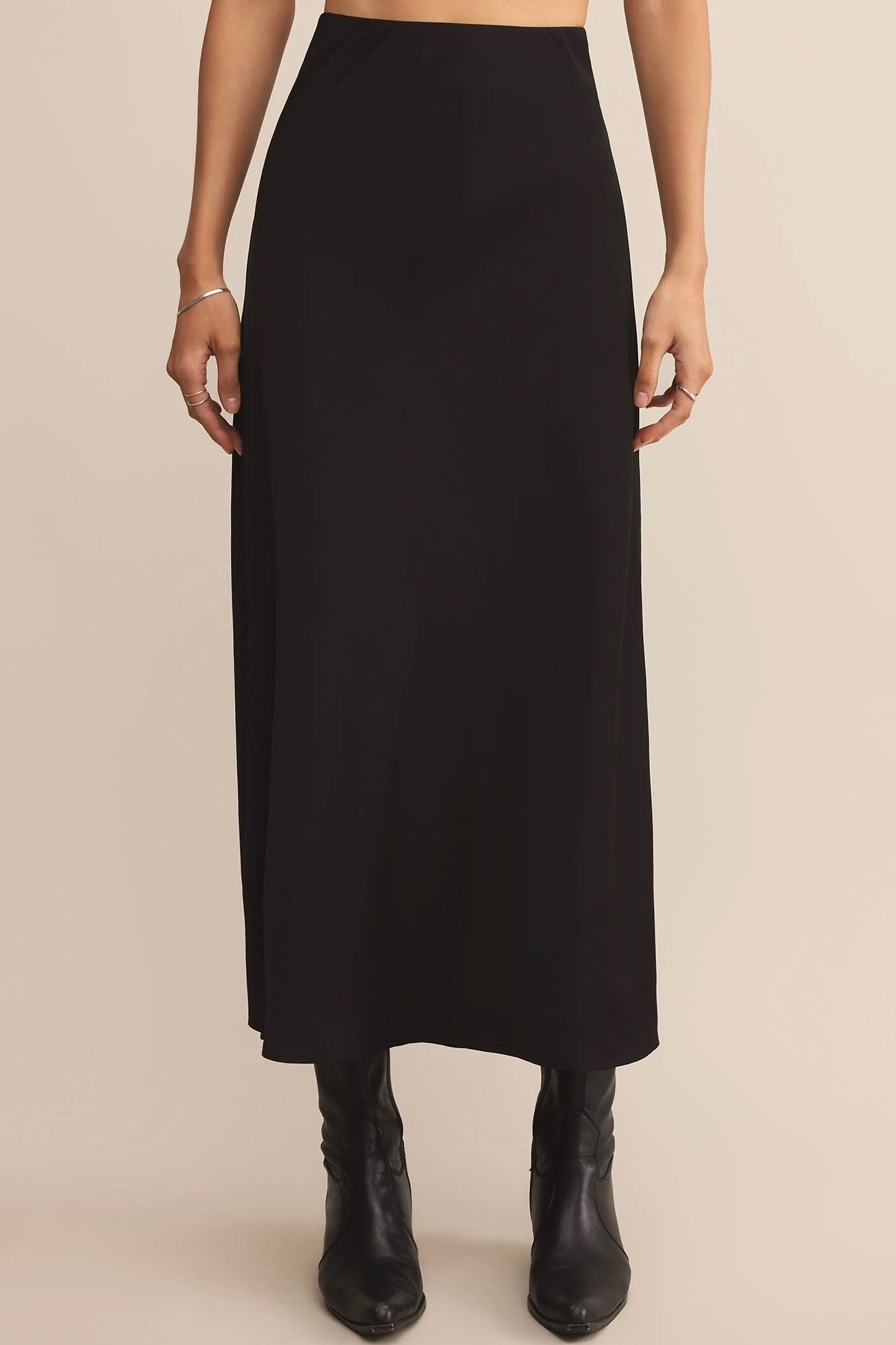 Izabel Luxe Satin Skirt Black