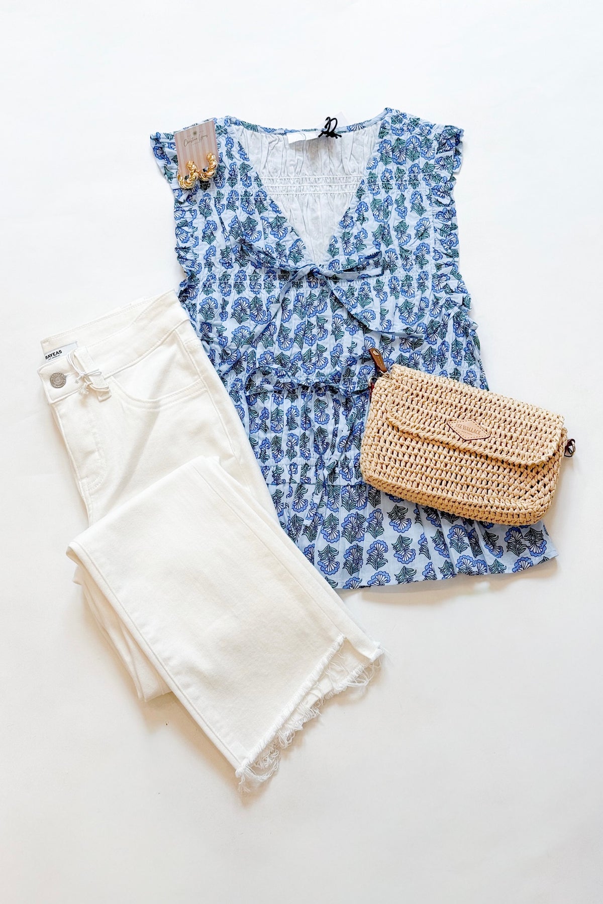 Nathalia Smocked Blouse Blue