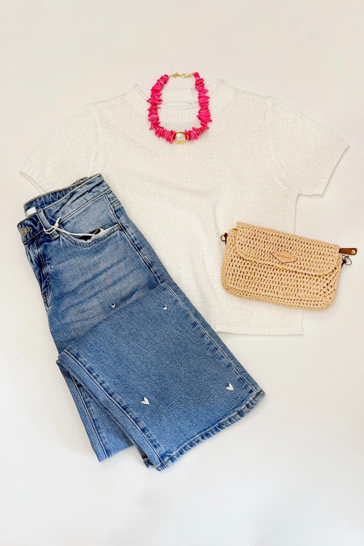 Rolled Edge Sweater Tee Chalk