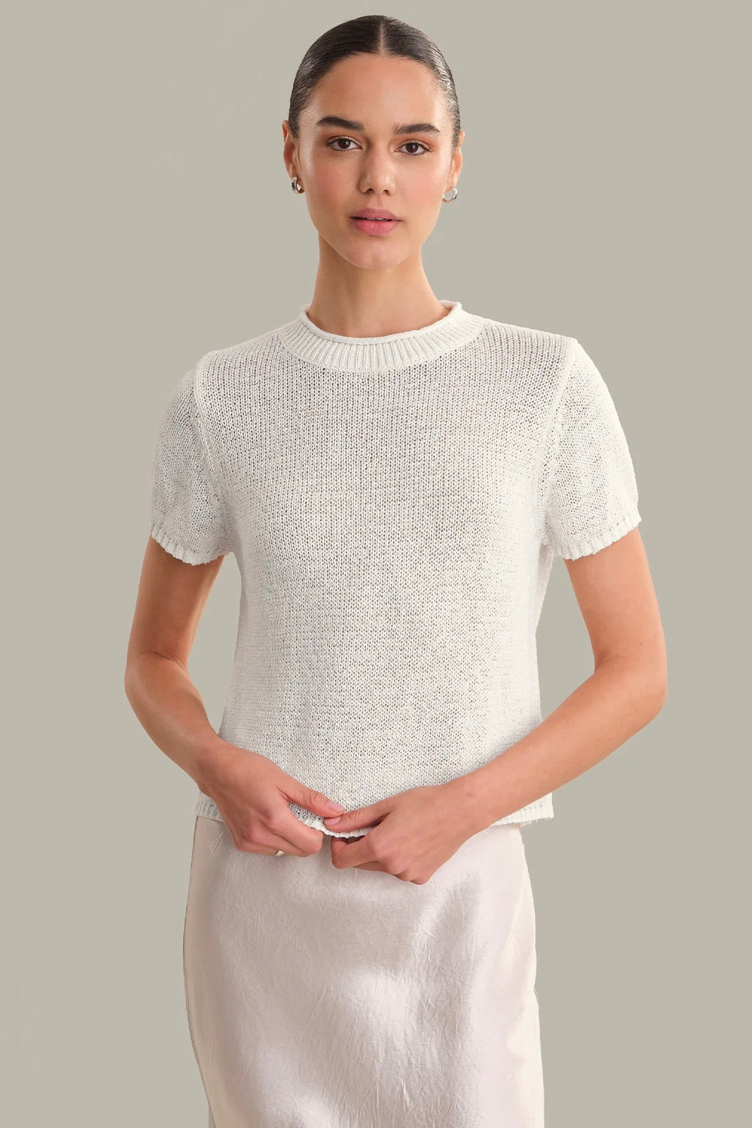 Rolled Edge Sweater Tee Chalk