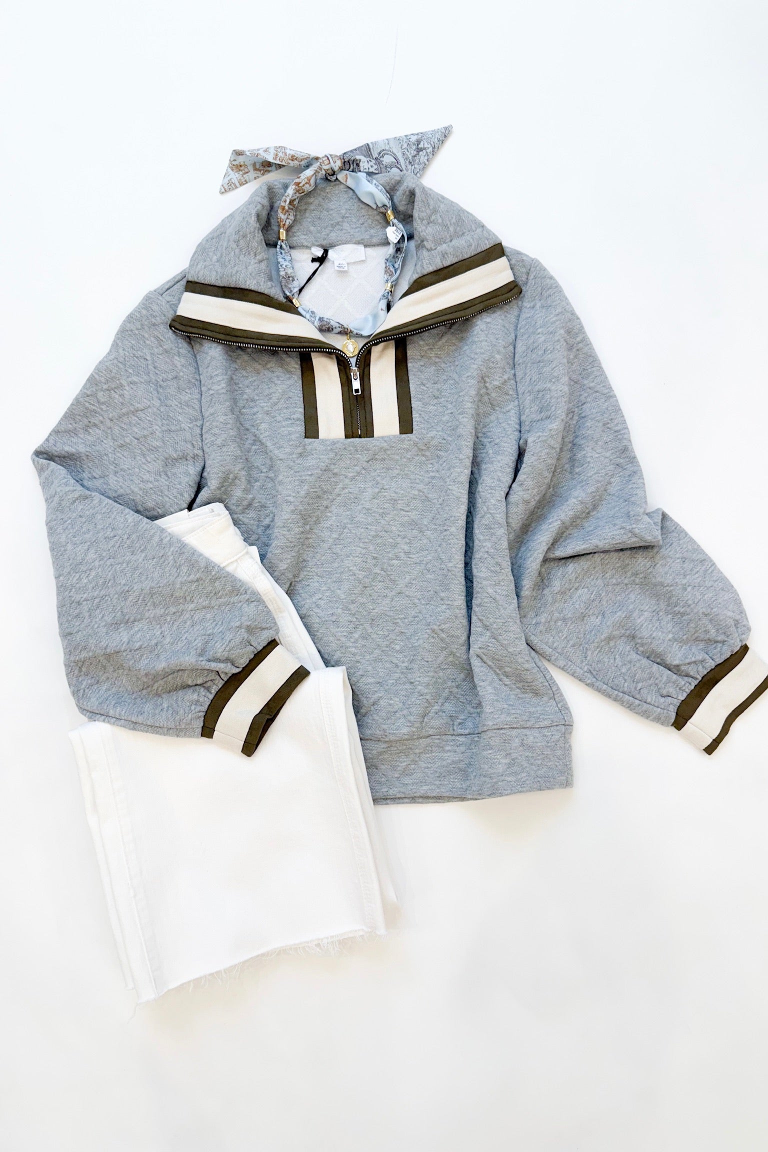 Grey Quilted Quarter Zip