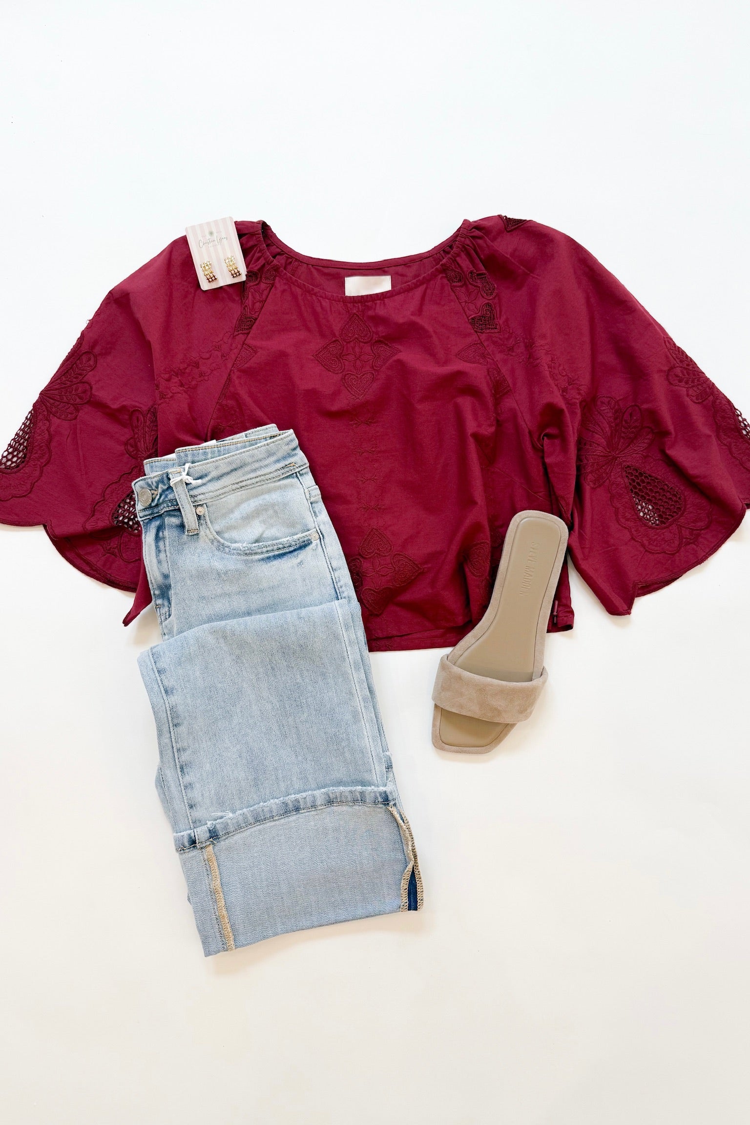 Burgundy Embroidered Top