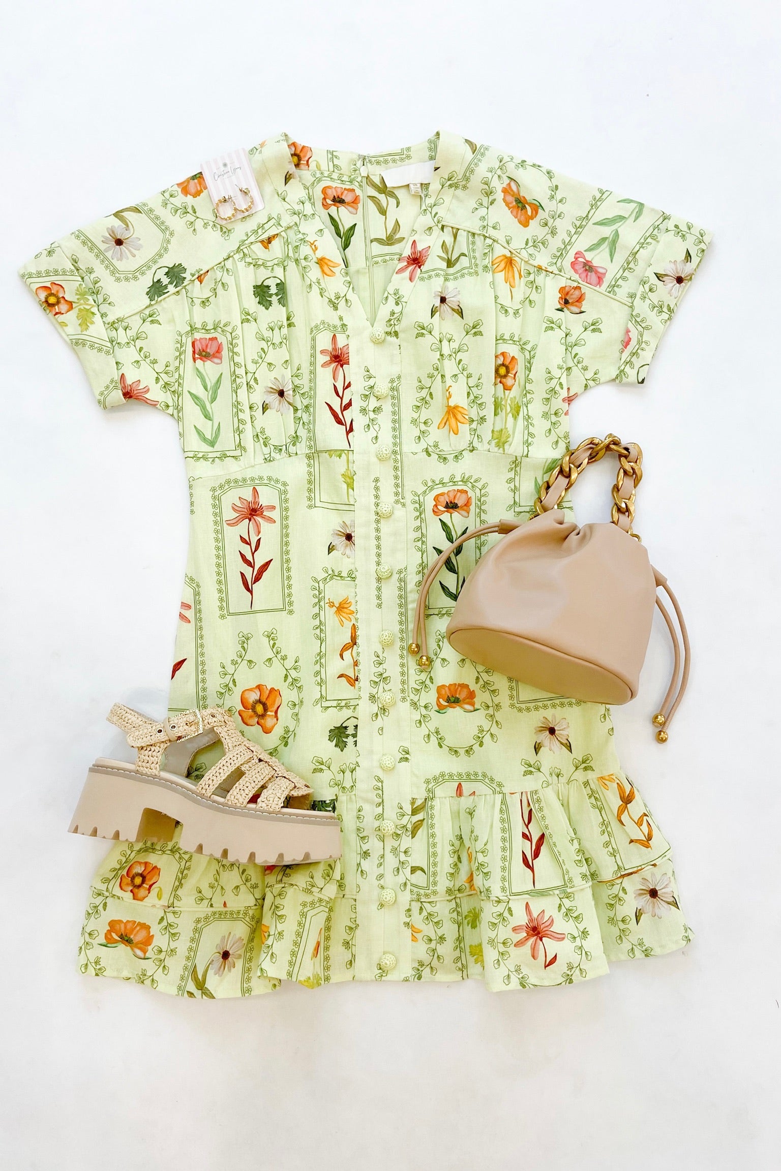 Kyle Dress Lime Stamp