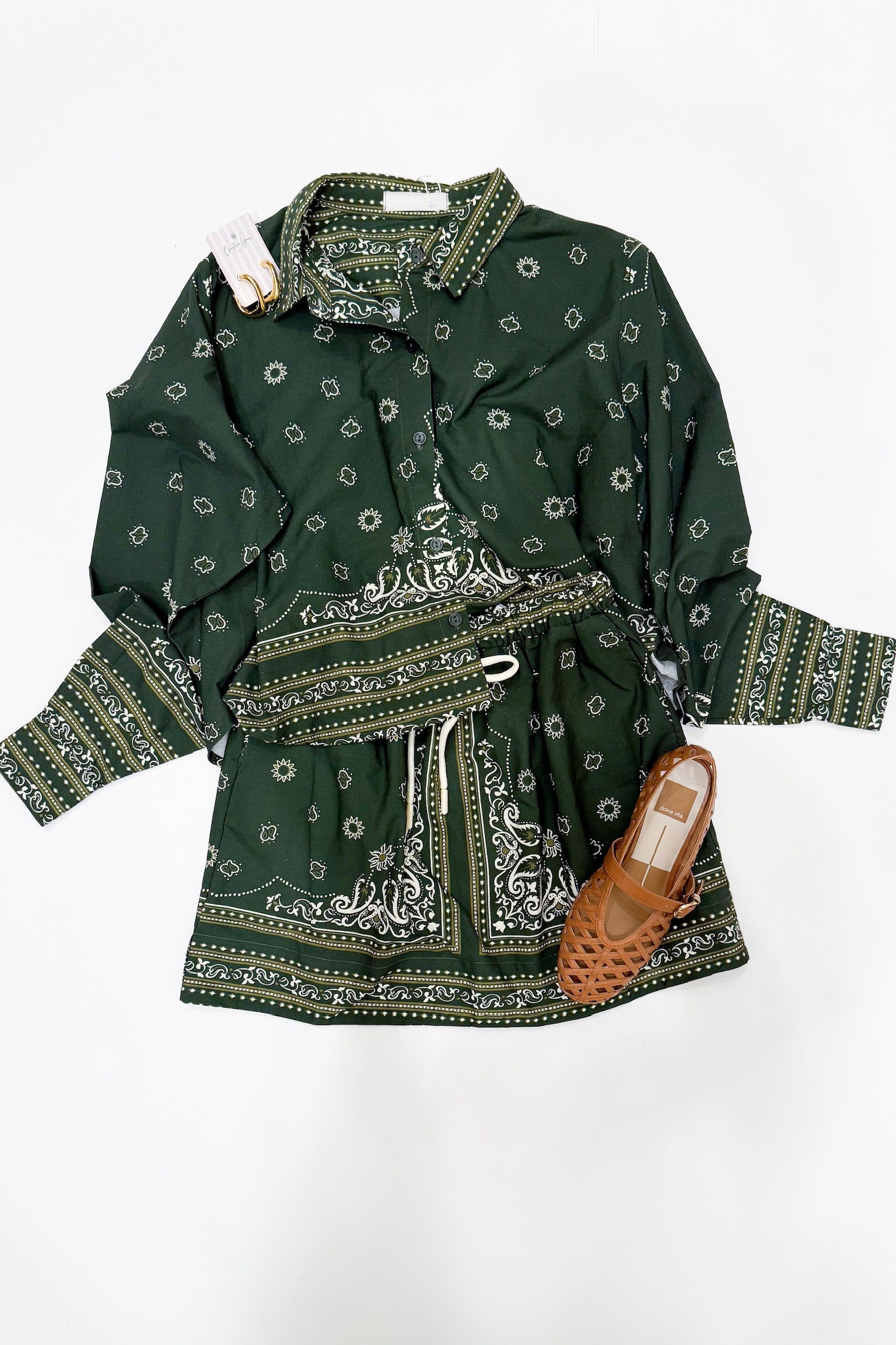 Green Bandana Drawstring Skirt