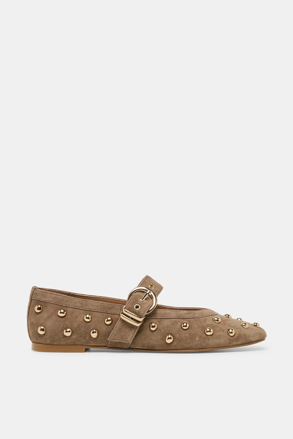 Mikel Stud Ballet Flats Olive Suede