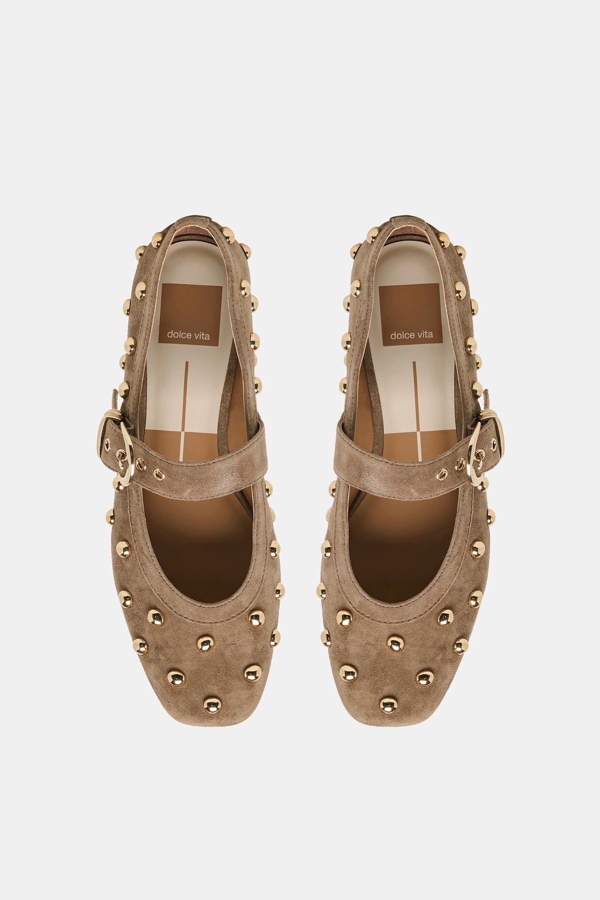 Mikel Stud Ballet Flats Olive Suede