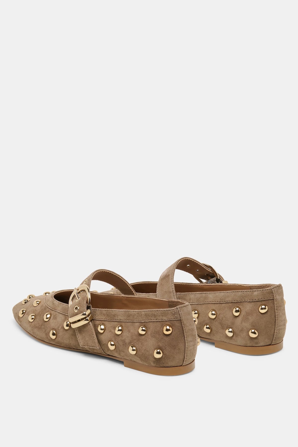 Mikel Stud Ballet Flats Olive Suede