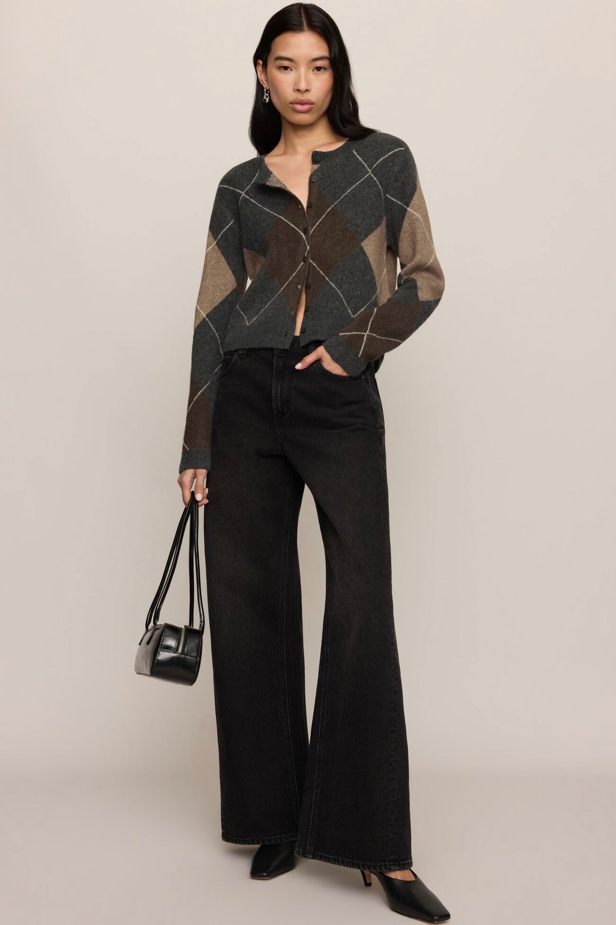 Medina Argyle Cardigan Charcoal