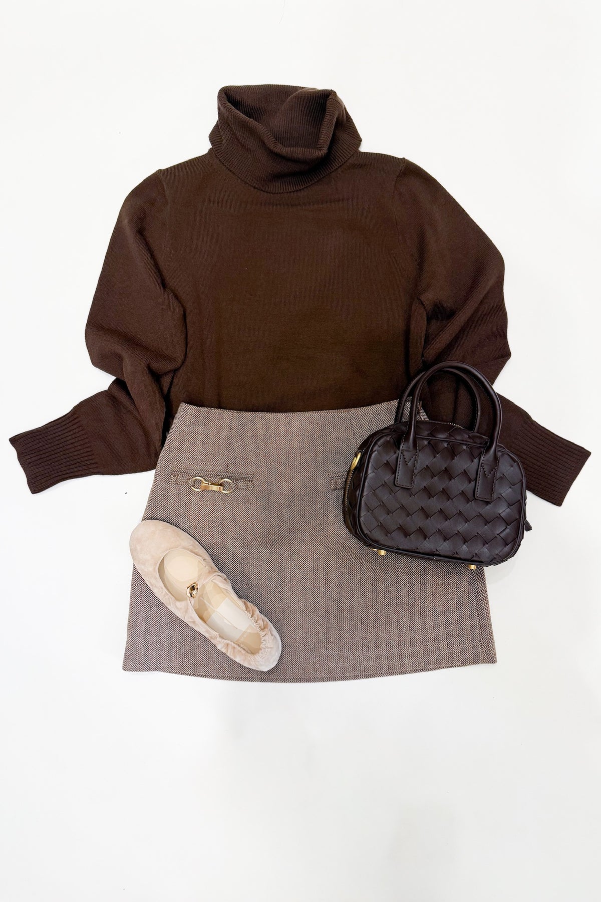 Naya Herringbone Mini Skirt