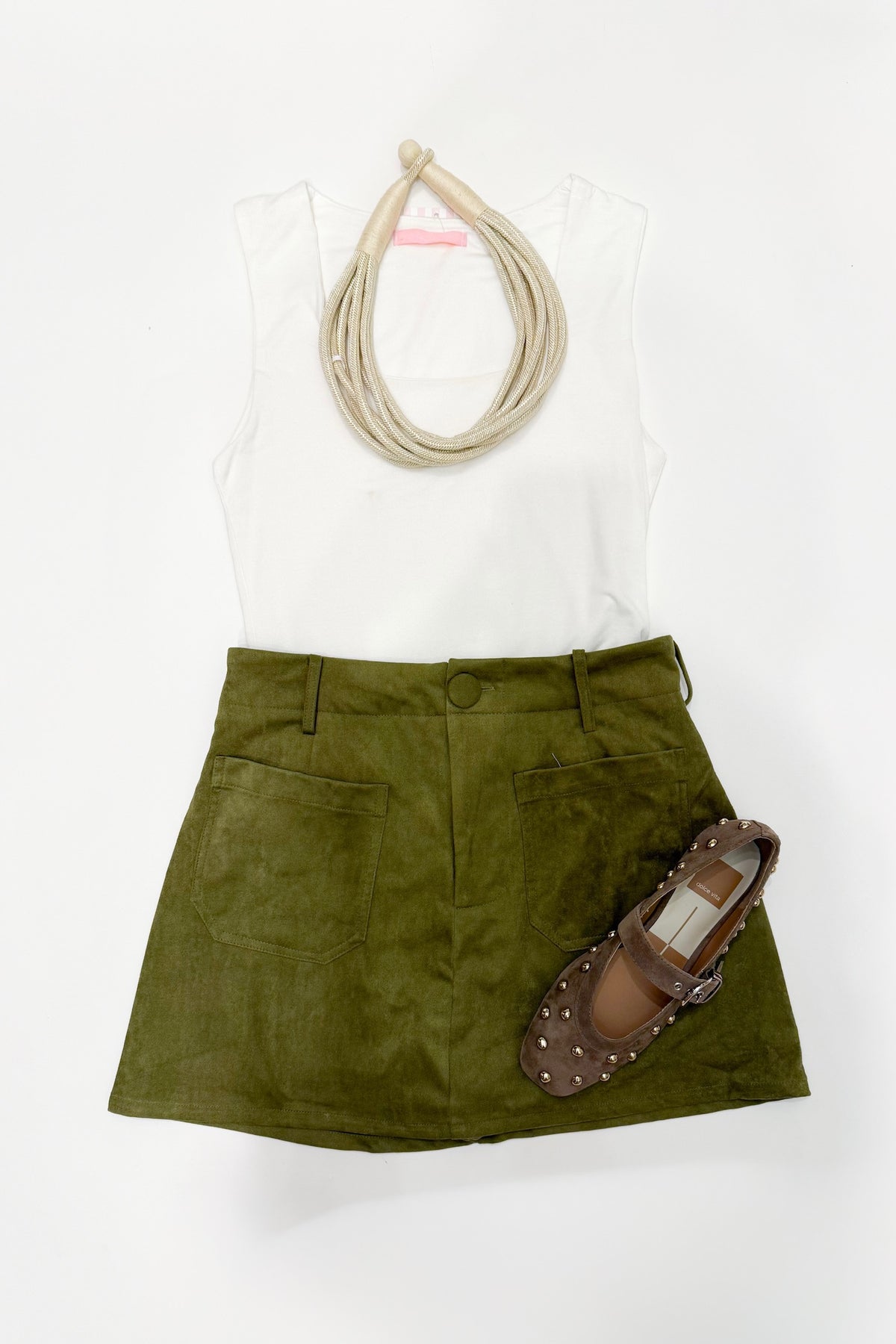 Margot Suede Skort Olive