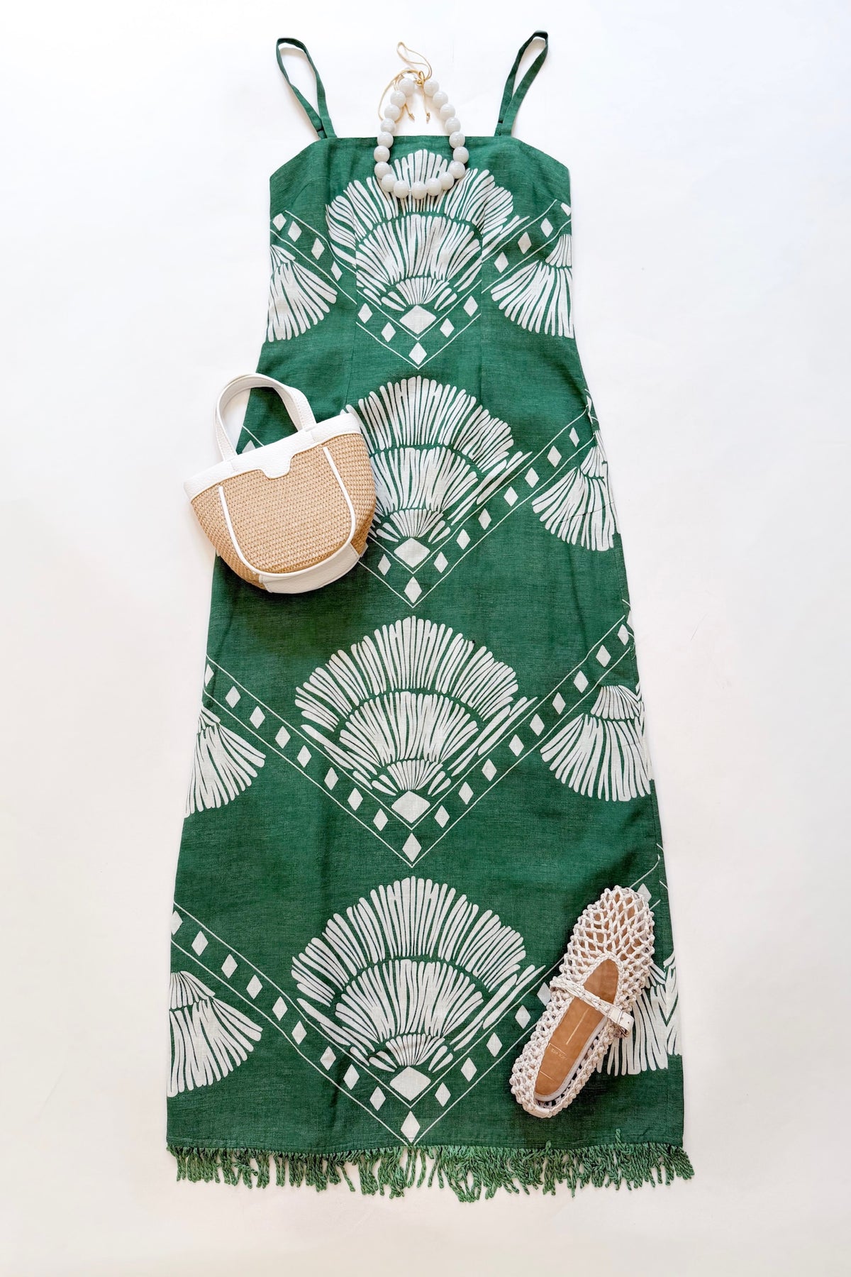 Shannon Midi Dress Jade Raffia