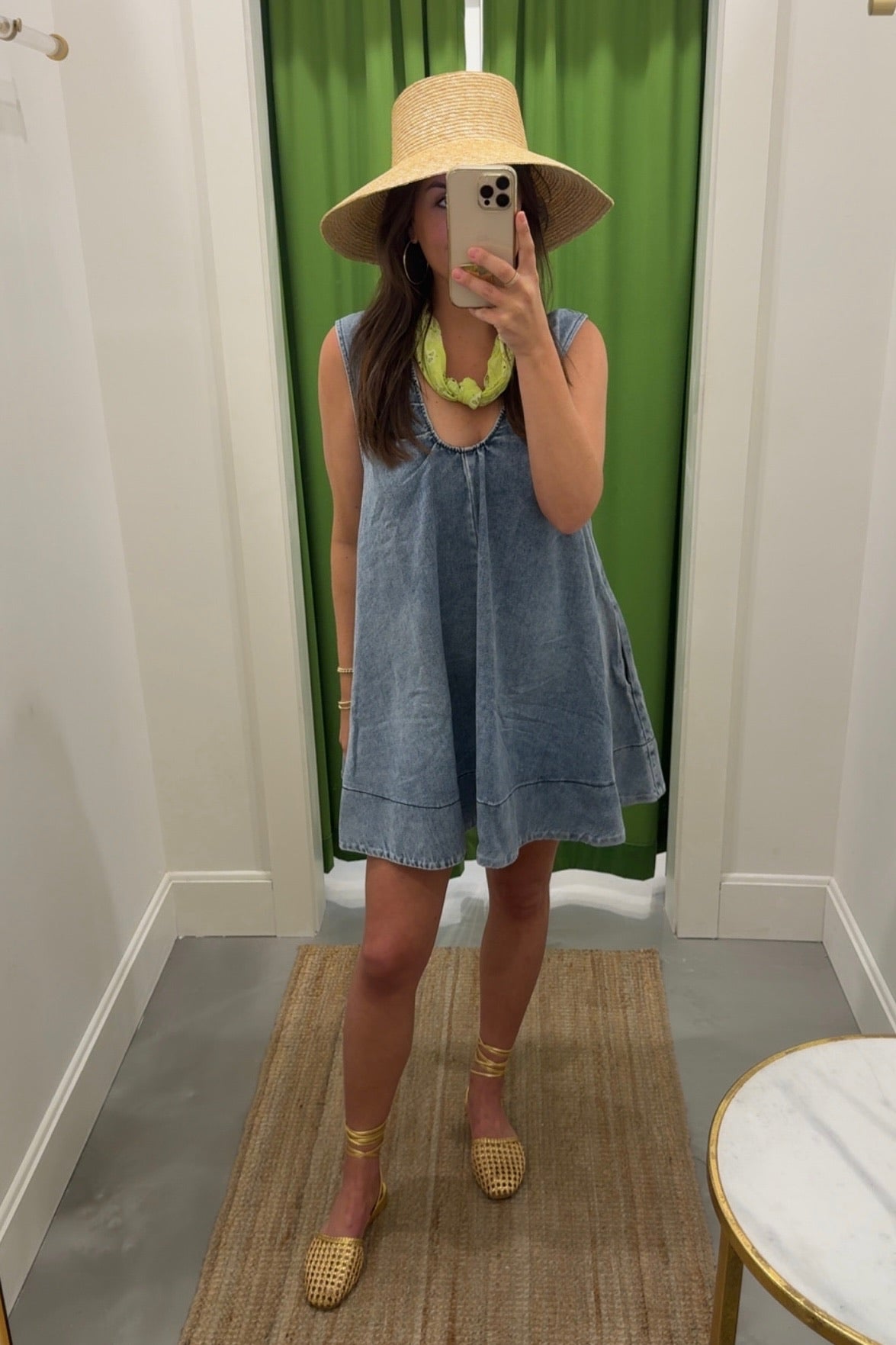 Denim Scoop Sleeveless Dress