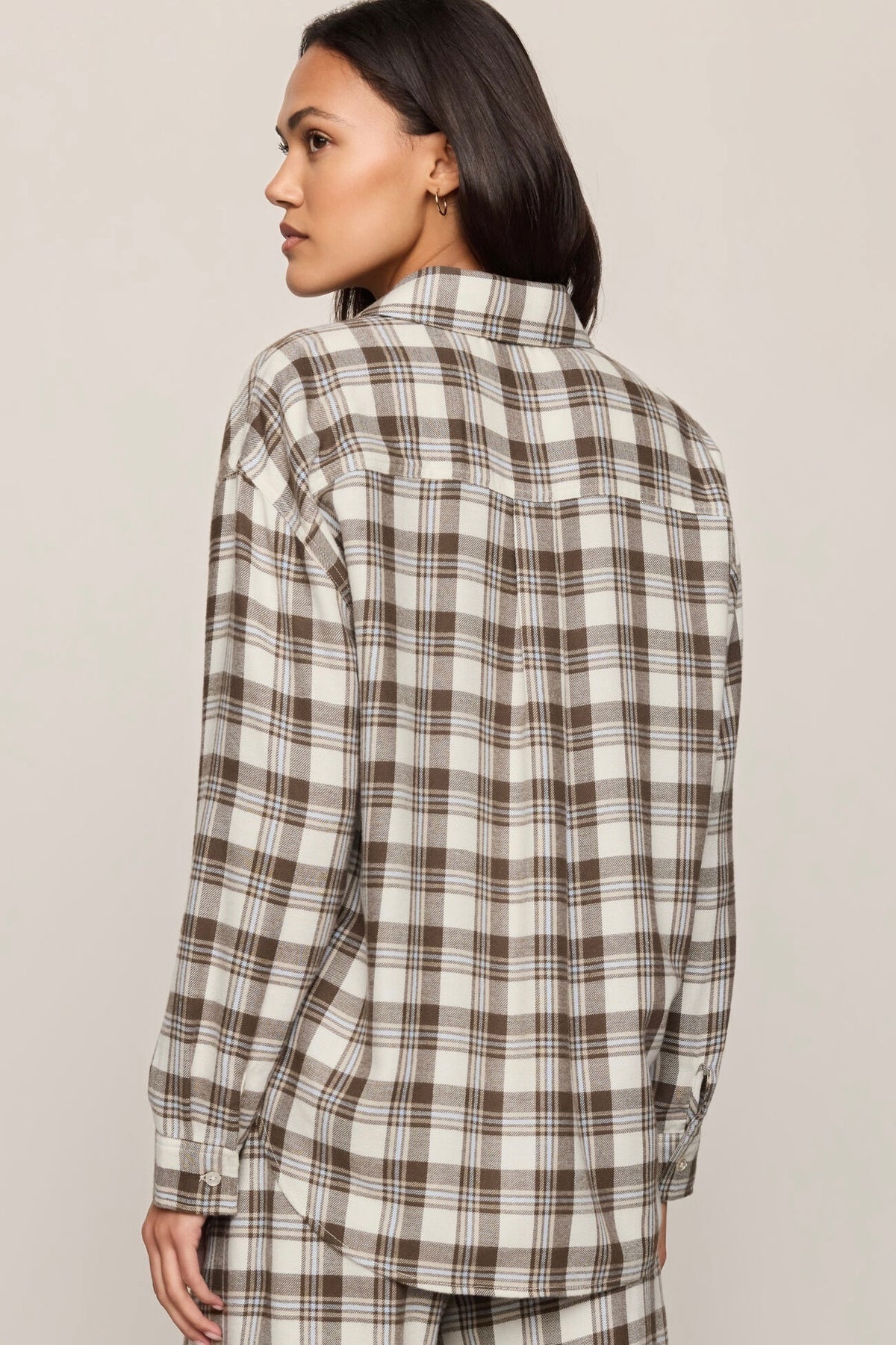 River Plaid Button Up Cocoa Bean