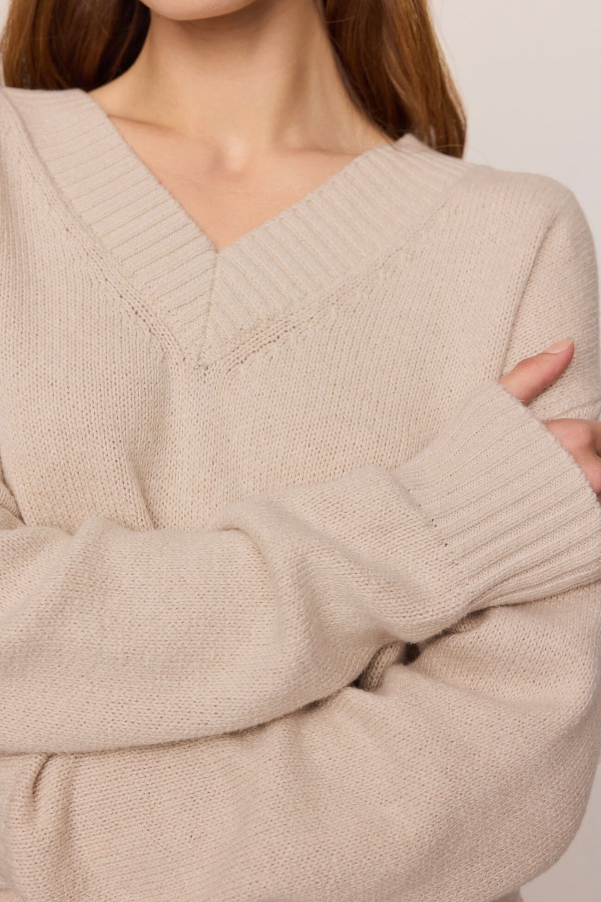 Cloud Spun V-Neck Sweater Frosted Pearl