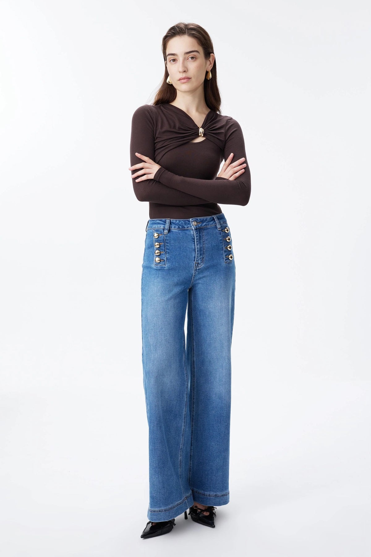 Casey High Rise Button Denim