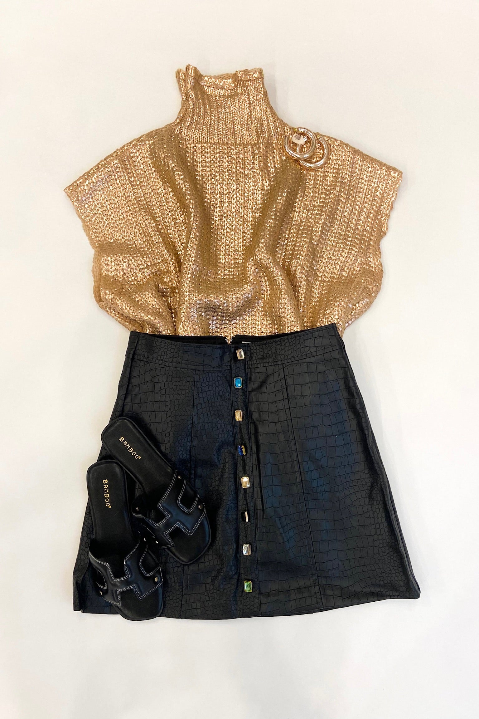 Rhinestone Skirt Black