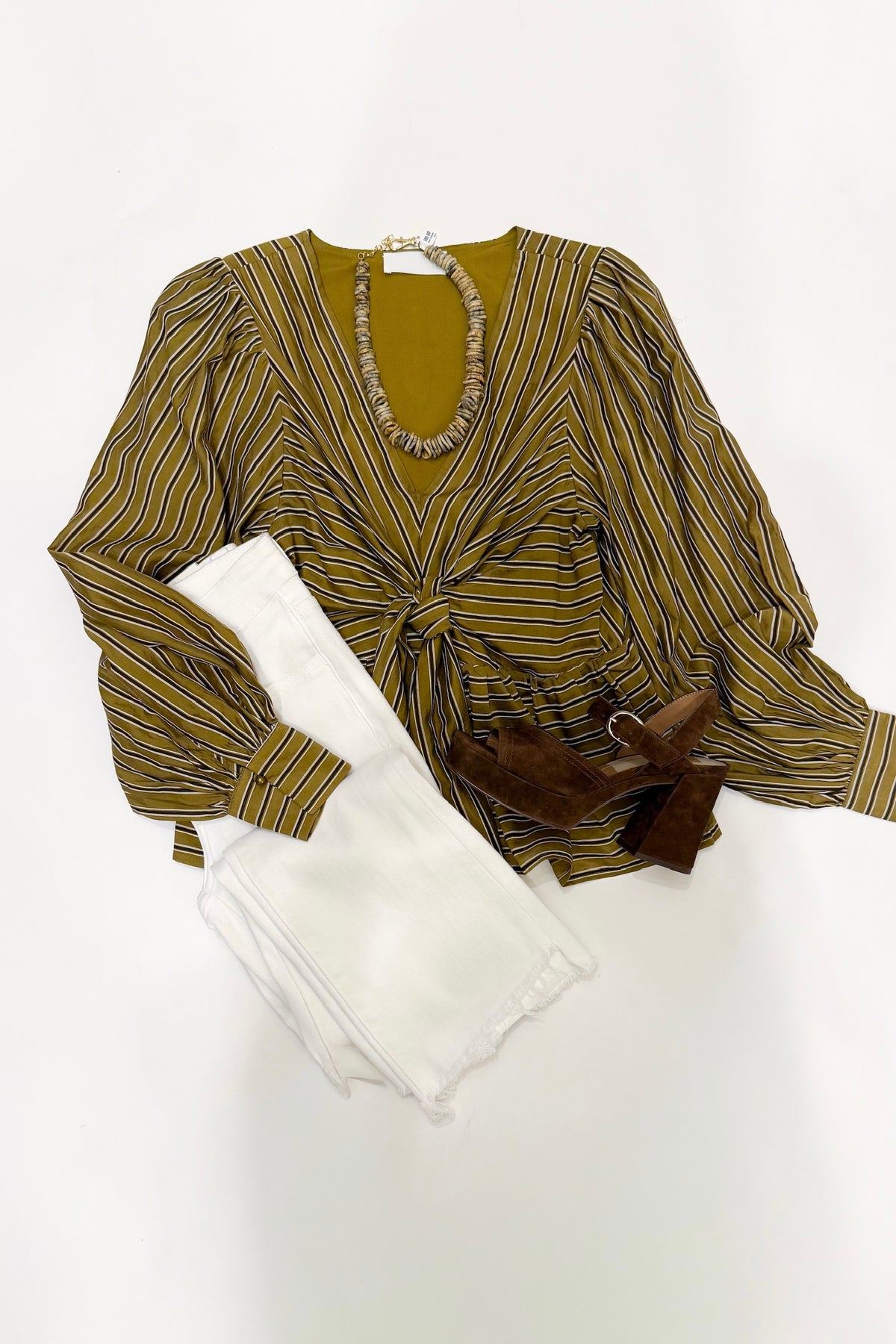 Sloane Tie Front Blouse Olive
