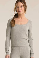 Leila Rib Top Heather Grey