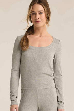 Leila Rib Top Heather Grey