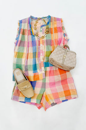 Rainbow Plaid Top