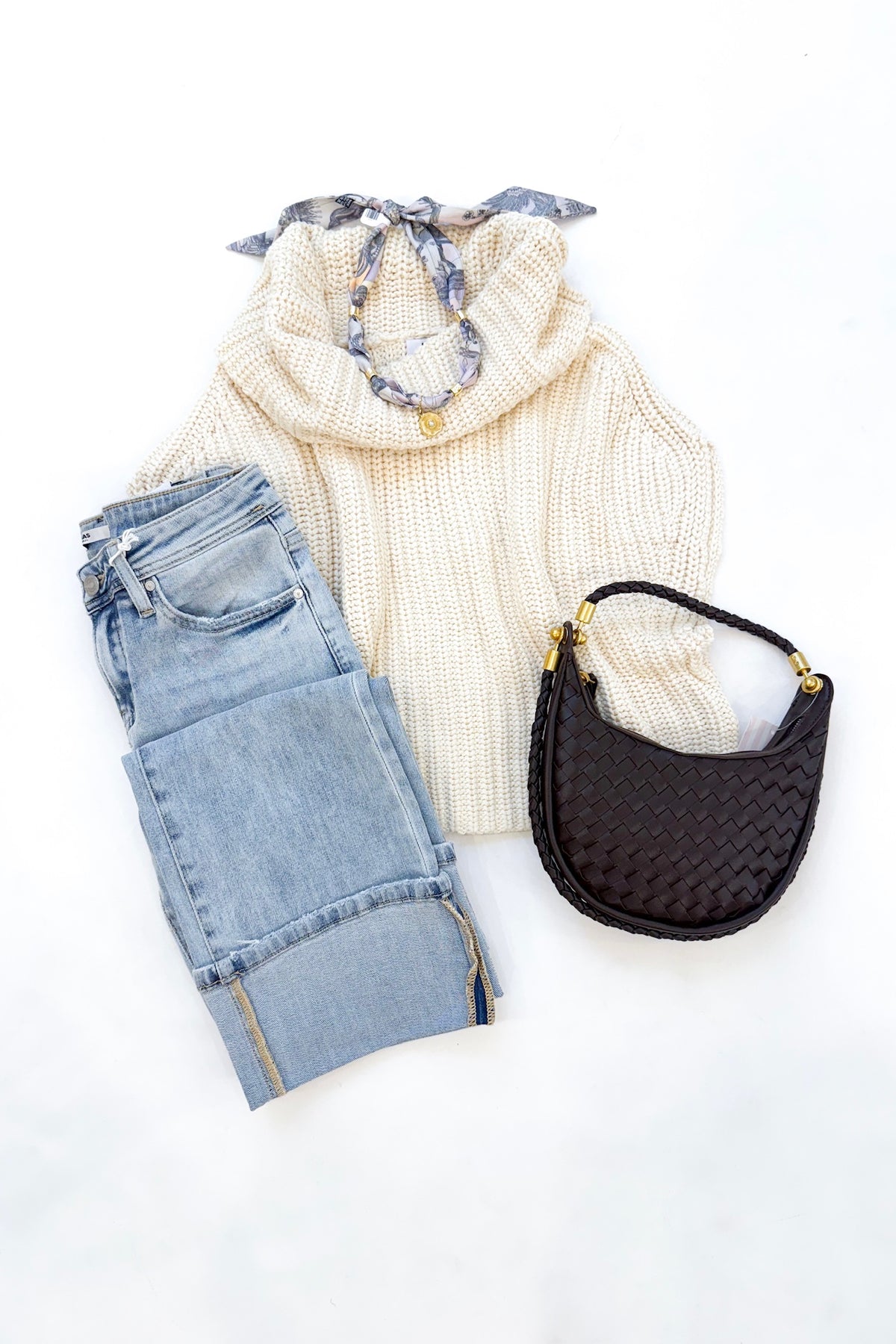 Cate Sleeveless Turtleneck Sweater Cream