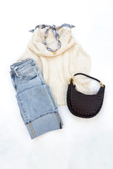 Cate Sleeveless Turtleneck Sweater Cream
