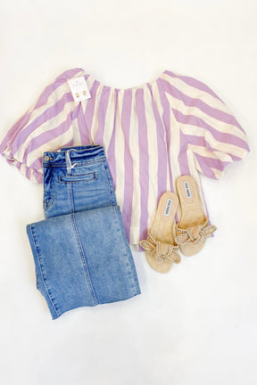 Olivia Striped Blouse Lavender