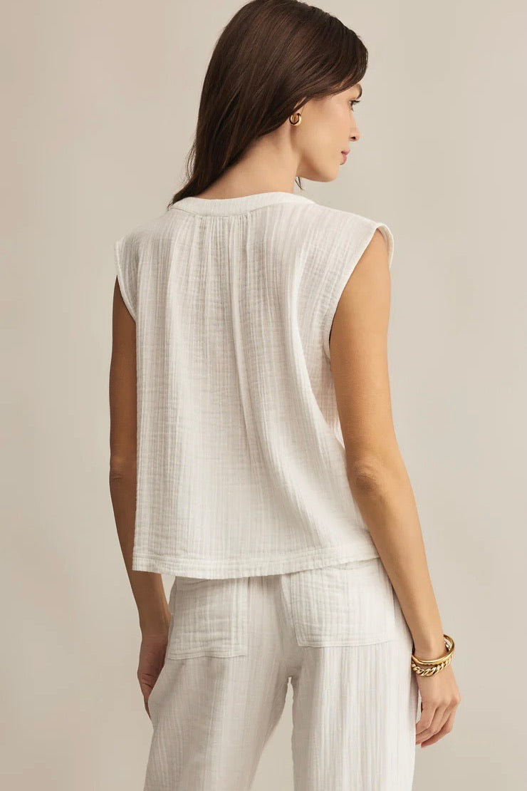 V Neck Airy Top White