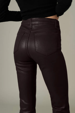 Callie Cropped Bootcut Coated Denim Dark Chocolate