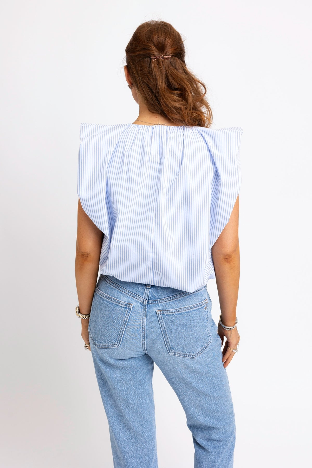 Stripe Poplin Bubble Top
