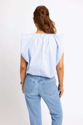 Stripe Poplin Bubble Top