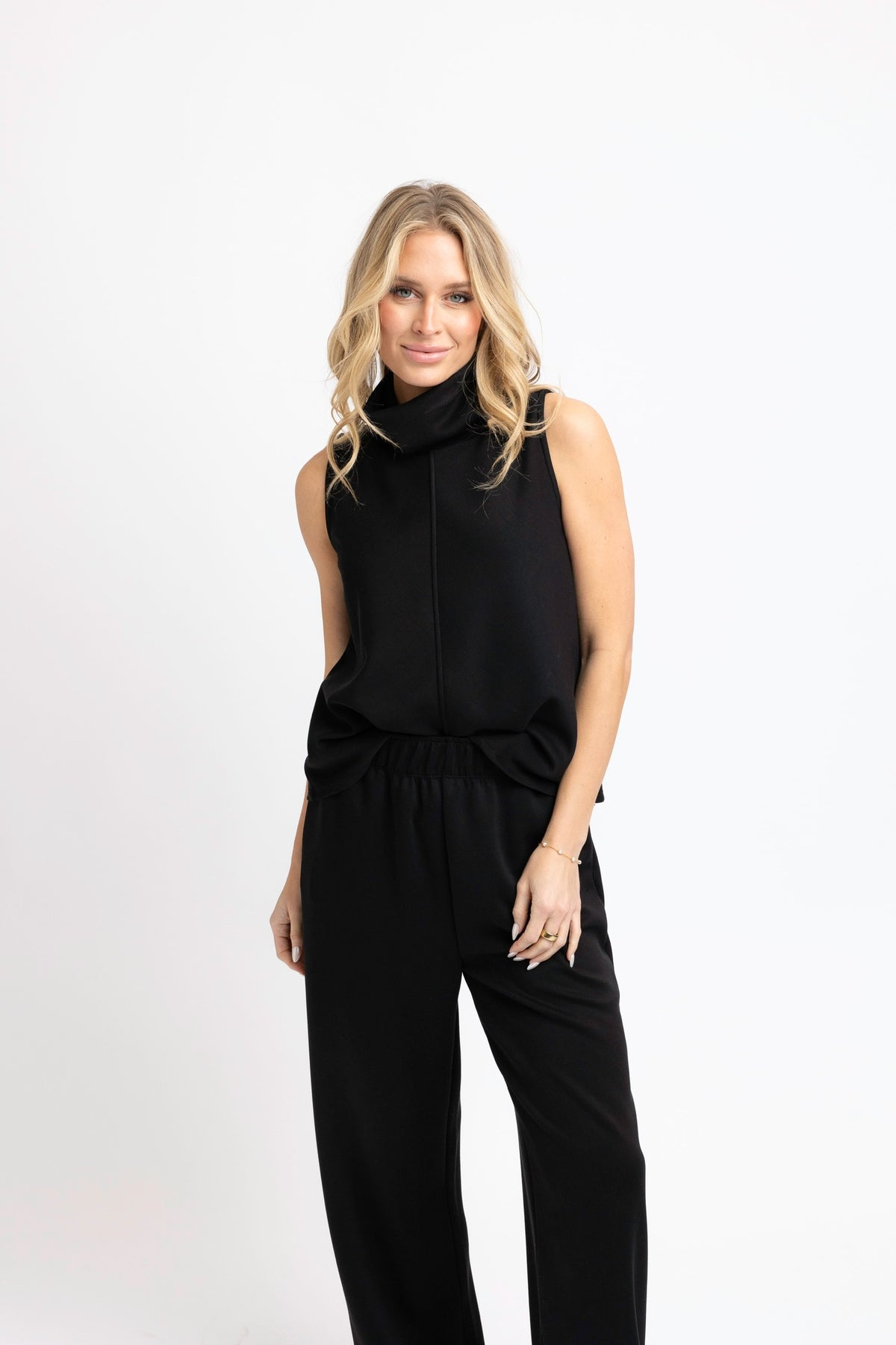 Scuba Mock Neck Top Black
