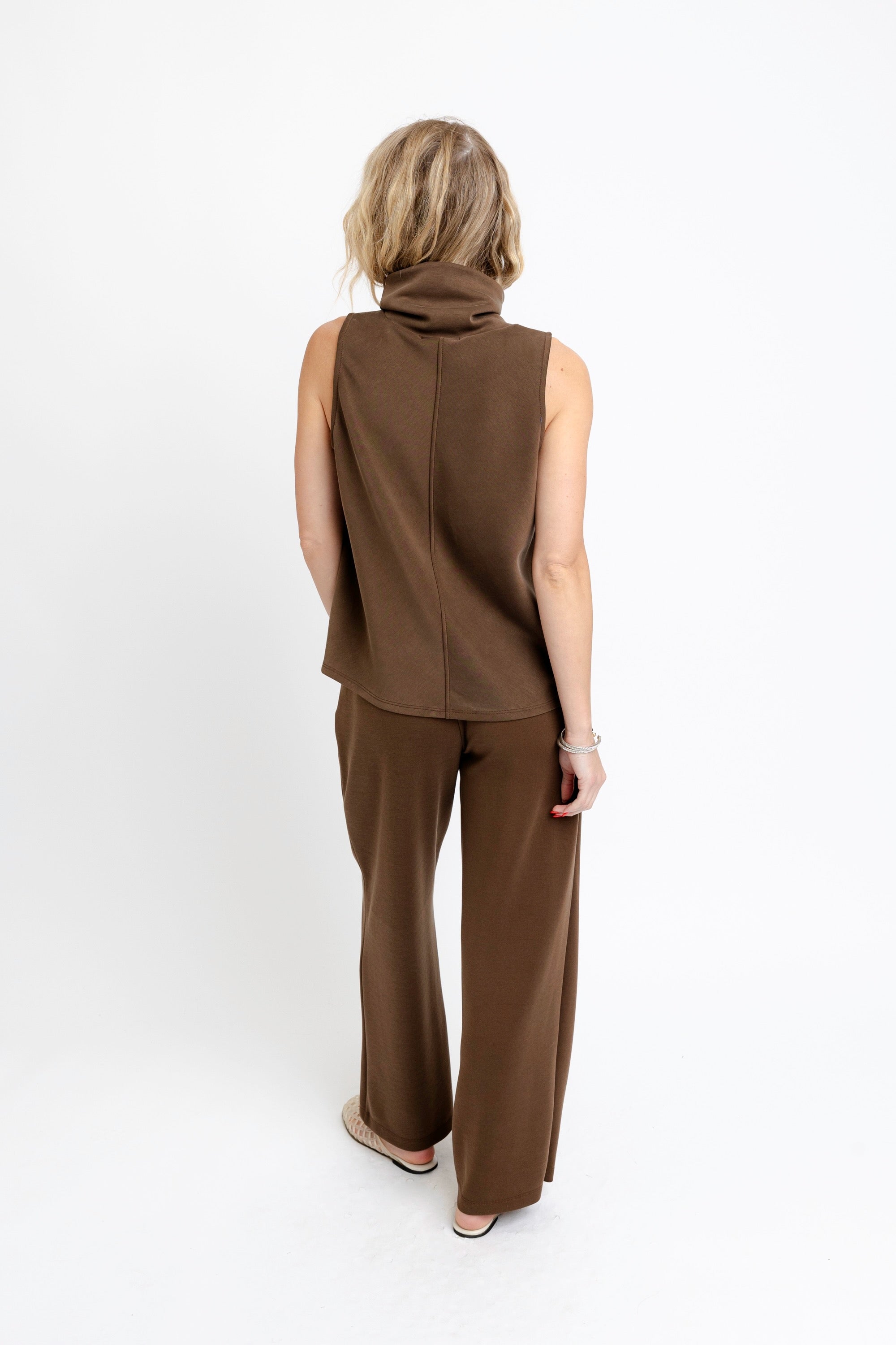 Scuba Mock Neck Top Chocolate