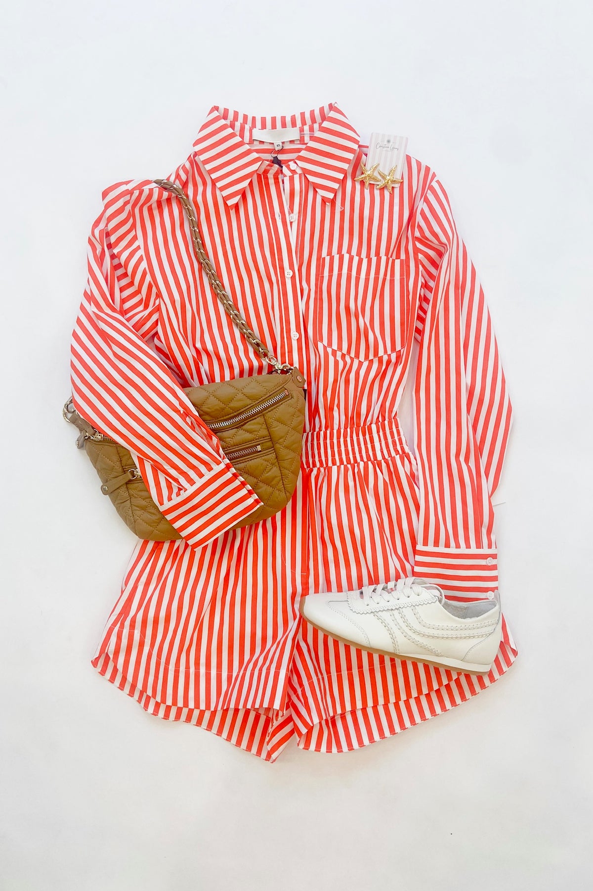 Orange Striped Romper