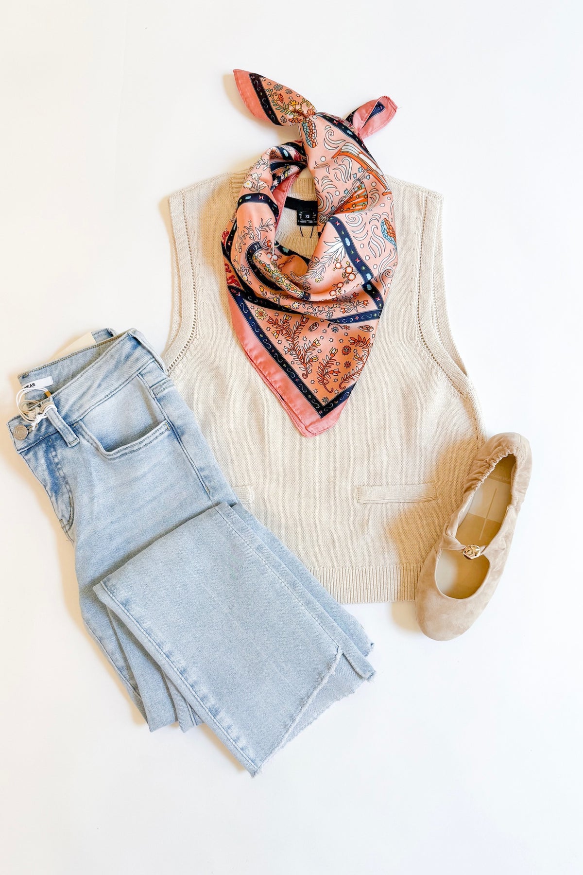 Mozart Sleeveless Pointelle Knit Oatmeal
