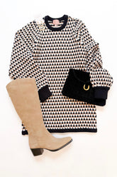Marion Sweater Dress Black Geo