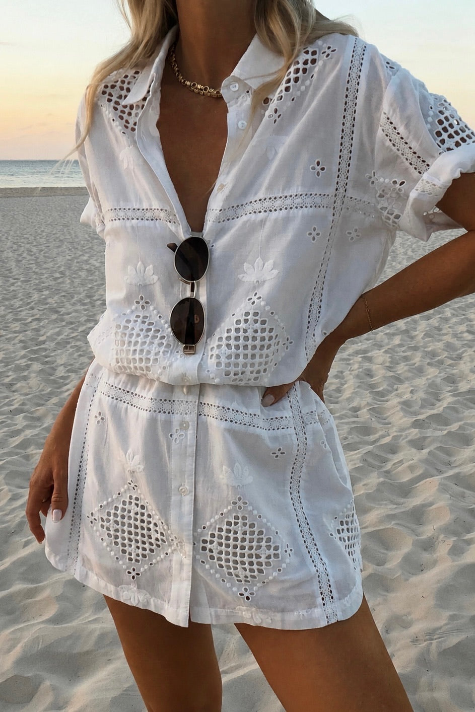 Annabelle Eyelet Dress White