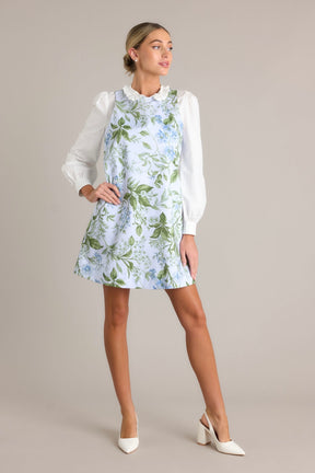 Emily Shift Dress Blue Lilac Botanical