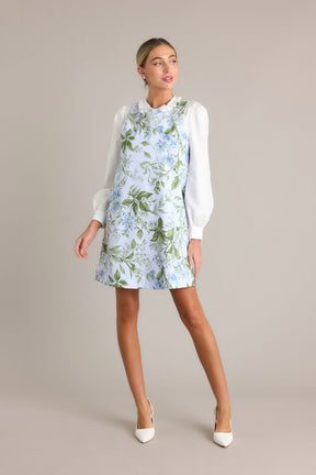Emily Shift Dress Blue Lilac Botanical