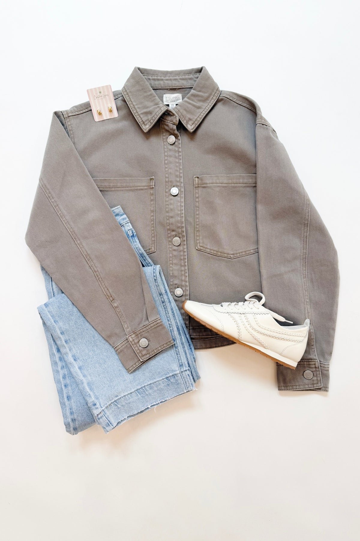 Cropped Denim Jacket Pebble