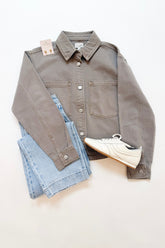 Cropped Denim Jacket Pebble