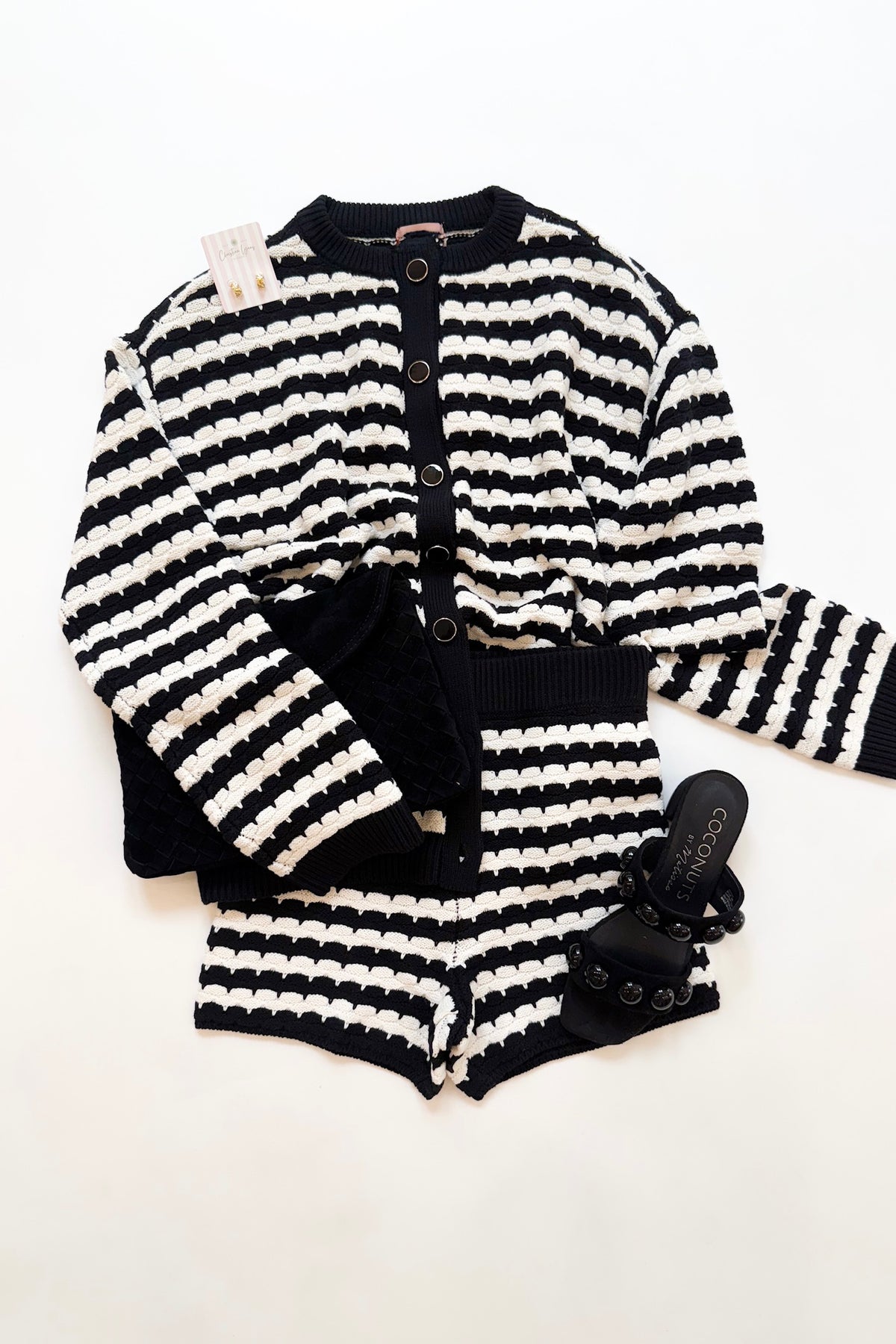 Inez Shorts Black and White Stripe